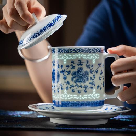 富玉 |  景德镇青花玲珑陶瓷水杯国色灵韵办公杯套组礼盒装伴手礼 商品图2