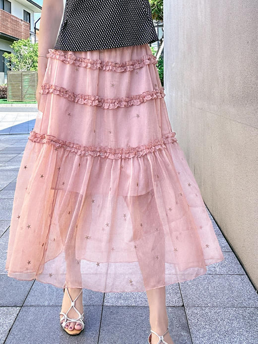 TYNVIE 撞色腰线斜开衩半裙- 粉星星 商品图3