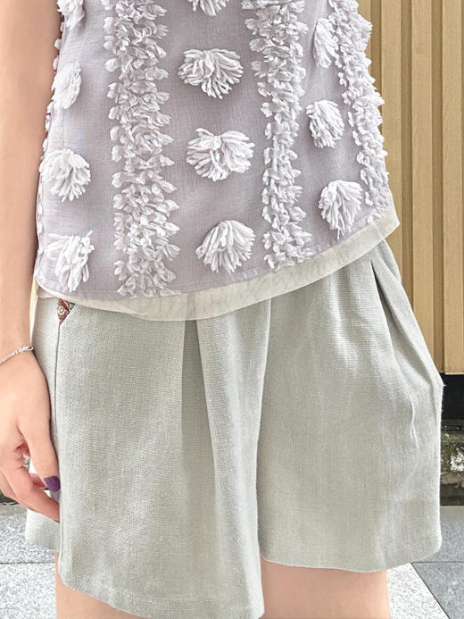 TYNVIE 花边袋口短裤-灰青 商品图3