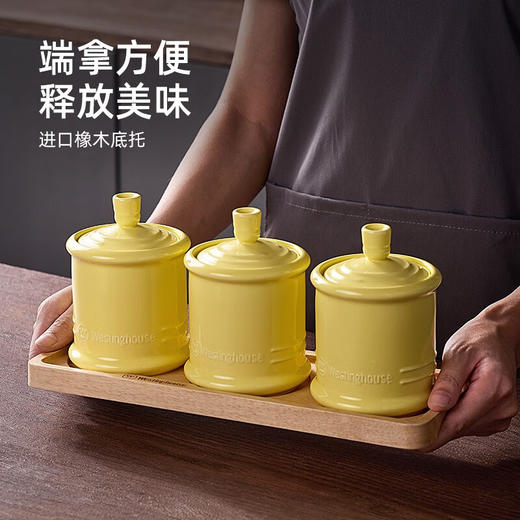 【美国西屋陶瓷调料罐】西屋（Westinghouse） 调料罐厨房家用陶瓷盐罐调味罐盐味精调料瓶猪油罐组合套装 商品图3