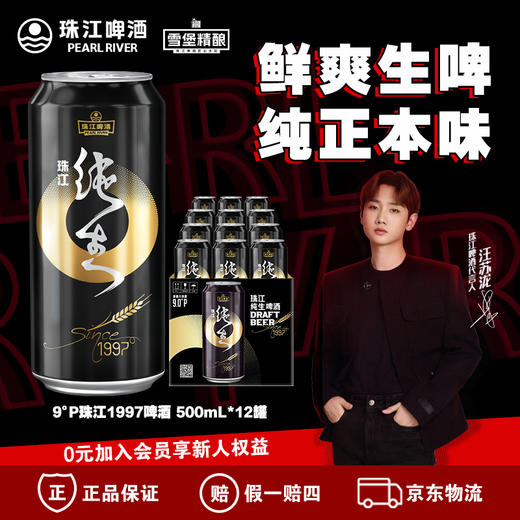 珠江啤酒 9°P珠江97纯生啤酒 500ml*12罐 整箱装 商品图0
