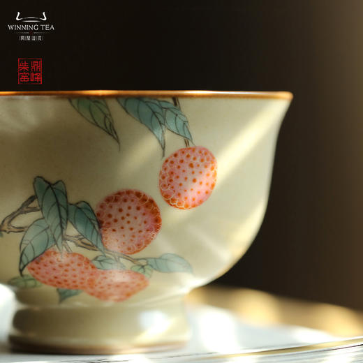 问鼎汝瓷鼎峰柴窑玉珀釉天河杯（荔枝鸟）（缺货） 商品图2