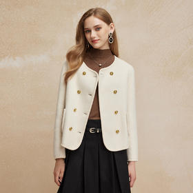 PH9152024新款双面呢小香风系列时尚减龄短款小个子箱型女式大衣