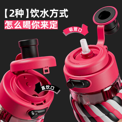 夏季大容量高硼硅玻璃杯子女生高颜值双饮茶水分离吸管杯男随手杯幼儿园开学季学生水杯 商品图2
