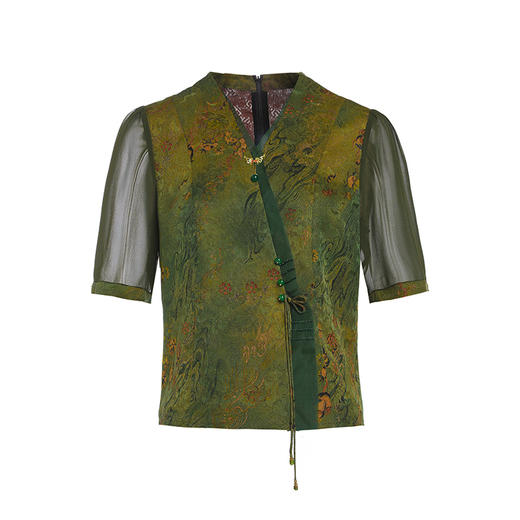 【银海生花】【香云纱】乔万尼衬衫24mm重磅真丝国风设计短上衣EM2C827 商品图4