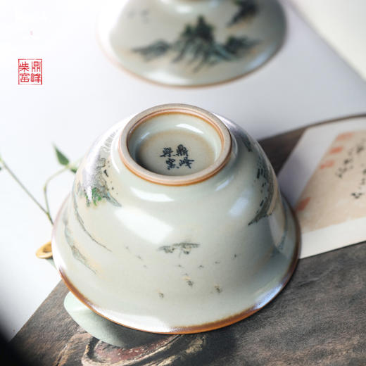 问鼎汝瓷鼎峰柴窑正德盖碗（山水1）（缺货） 商品图4