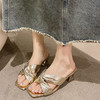 交叉带头层羊皮高跟凉拖鞋舒适柔软MB985 商品缩略图1