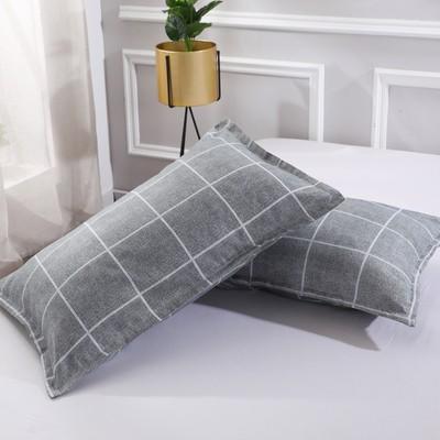 亲肤磨毛家用枕套一对装48X74水洗棉枕头套 学生宿舍单人枕头 商品图2