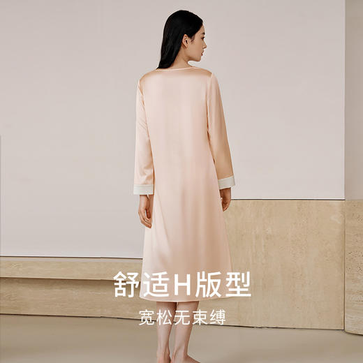 金三塔重磅22姆米真丝睡裙复古公主领轻奢长袖100%桑蚕丝家居服女  YSFEC303 商品图2