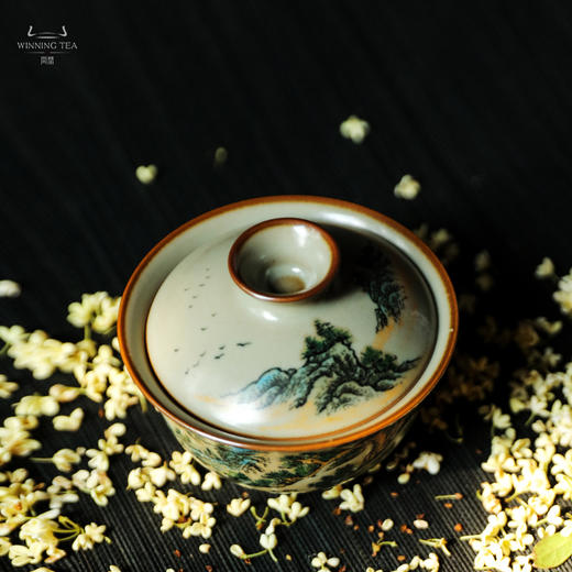 问鼎汝瓷鼎峰柴窑正德盖碗 （山水2）（缺货） 商品图1