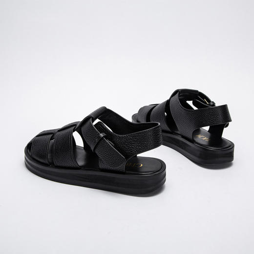 CHCH2024夏季女鞋包头真皮平底猪笼鞋复古缕空编织罗马鞋女鞋 商品图6