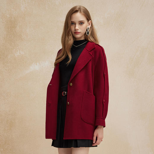 PH90224新款双面呢一手长廓形简约显瘦时尚通勤休闲大衣 商品图2