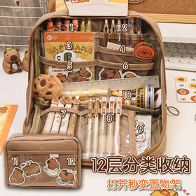 【一袋搞定所有文具！高颜值ins简约文具盒】耐磨耐脏，内置多层收纳，可容纳100+中性笔，中/小学生高级感铅笔盒，开学季好物特选L