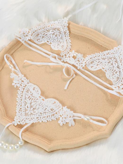 【年底亏本清仓 镂空三点式 】霏慕拼接蕾丝性感三点式7107白内裤/7107白文胸 商品图4