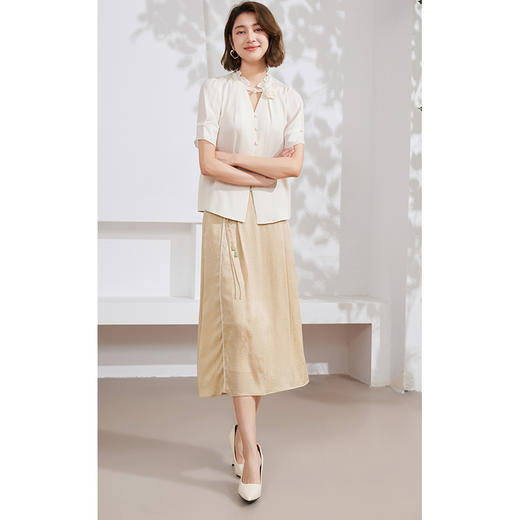 乔万尼真丝半身裙15.5mm提花国风新中式设计半裙EM2D821 商品图1