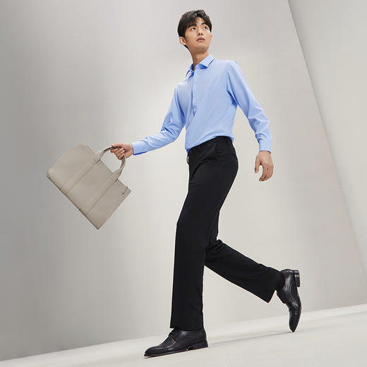 【含桑蚕丝】柒牌西裤男正装2024秋冬厚款抗静电针织弹力直筒长裤	127H71610 商品图3