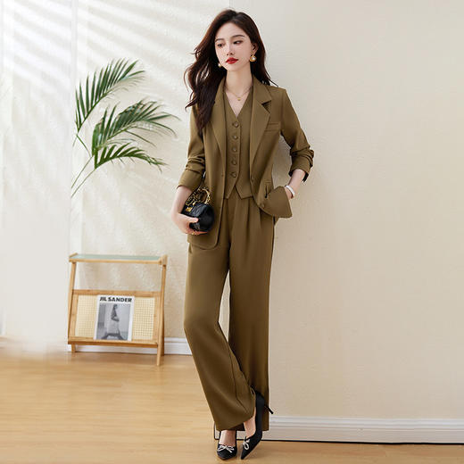 HR WS28339简约时尚纯色OL风西服阔腿裤三件套 商品图1
