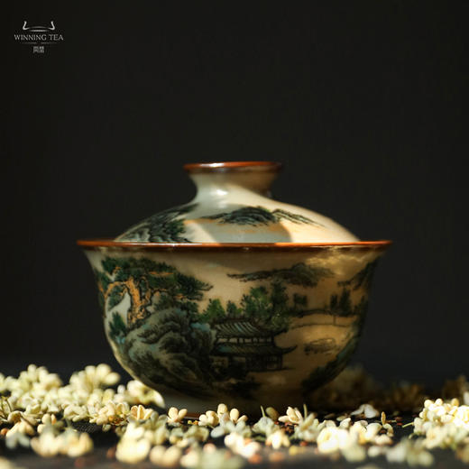 问鼎汝瓷鼎峰柴窑正德盖碗 （山水2）（缺货） 商品图2