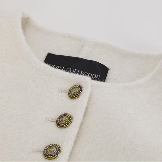 PH9102024新款双面呢短款时尚减龄撞色纽扣显高箱型减龄大衣 商品图5