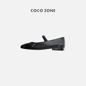 COCO ZONE小香风百搭一字带平底齐浅口芭蕾单鞋24C60007