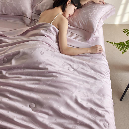 自然醒60支春涧奥地利天丝提花镂空夏被A类母婴大豆莱赛尔空调被四件套简约可机洗丝滑TD 商品图1