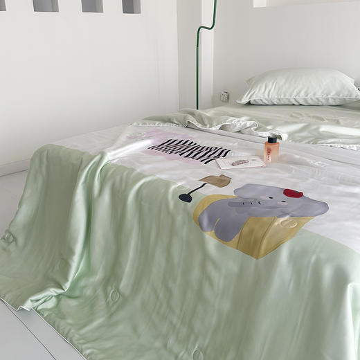 自然醒60支多巴胺大象奥地利兰精天丝数码印花夏被卡通可爱被子莱赛尔薄款被芯空调被夏季可机洗TD 商品图11