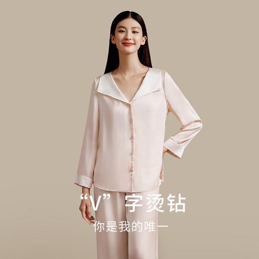 金三塔真丝22姆米重磅真丝睡衣男女情侣100%桑蚕丝衣裤套公主领家居服  YSFEC204/YSMEC204 商品图2