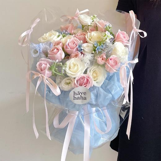 蝴蝶结圆形花束--圆形粉色系花束 商品图1