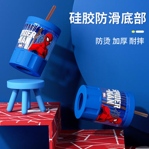 迪士尼正版吸管玻璃杯家用儿童水杯蜘蛛侠夏季燕麦牛奶杯子女宝宝喝奶杯幼儿园开学季学生水杯 商品图2