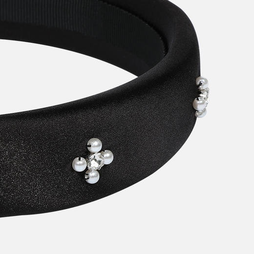 【限时折扣】ANGEL ISLAND 珍珠锆石黑白发箍 简约气质宽边轻奢复古小众优雅发饰 商品图5