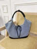 韩系蝴蝶结小众帆布拼接单肩腋下包大容量简约通勤时尚手提托特包 商品缩略图6