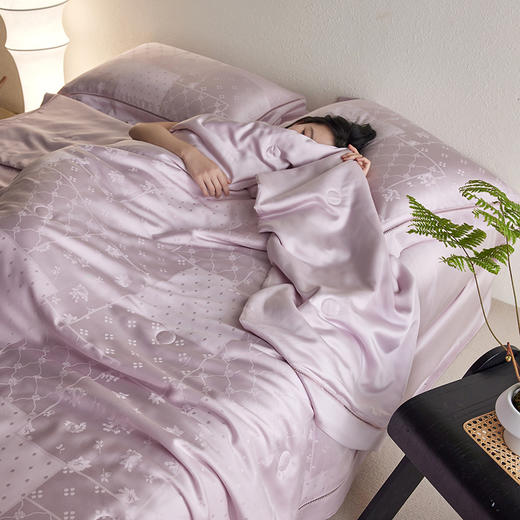自然醒60支春涧奥地利天丝提花镂空夏被A类母婴大豆莱赛尔空调被四件套简约可机洗丝滑TD 商品图2