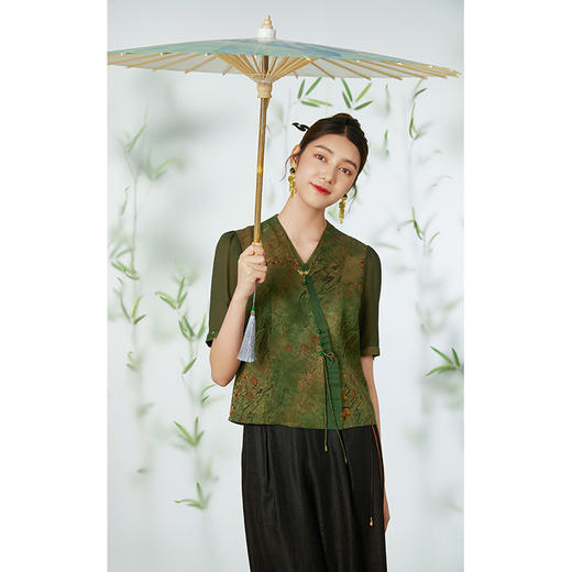 【银海生花】【香云纱】乔万尼衬衫24mm重磅真丝国风设计短上衣EM2C827 商品图2