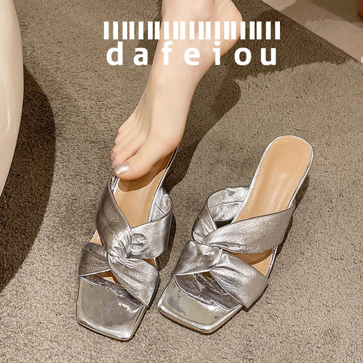 交叉带头层羊皮高跟凉拖鞋舒适柔软MB985 商品图0