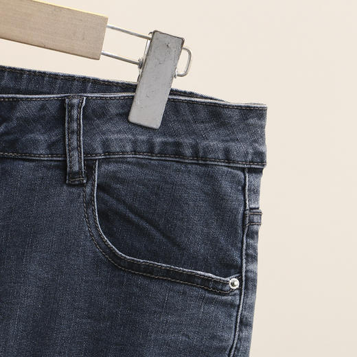 雀说 200斤胖MM夏季新款显瘦弹力开叉七分牛仔裤中裤加大码女装潮4ZF-2128 商品图2