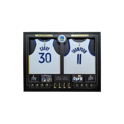 收藏系列 水花兄弟 勇士队白色双装裱 亲笔签名球衣 商品图0