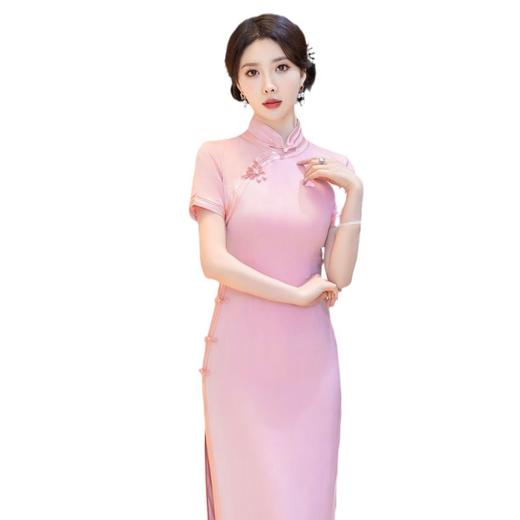 STF-C3238新款春夏季女士长款修身真丝旗袍中长款日常服C3238 商品图4