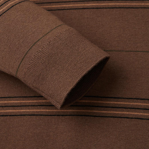 柒牌男士撞色条纹毛衣2024秋冬新款圆领提花含羊毛保暖打底针织衫	127Y70160 商品图3