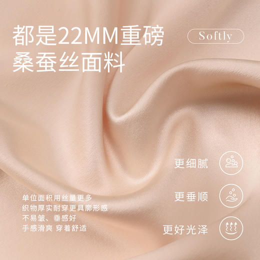 金三塔重磅22姆米真丝睡裙复古公主领轻奢长袖100%桑蚕丝家居服女  YSFEC303 商品图4