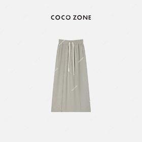 COCO ZONE 松紧腰系绳半裙前幅收褶设计裙子 23C18892