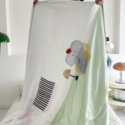 自然醒60支多巴胺大象奥地利兰精天丝数码印花夏被卡通可爱被子莱赛尔薄款被芯空调被夏季可机洗TD 商品图8