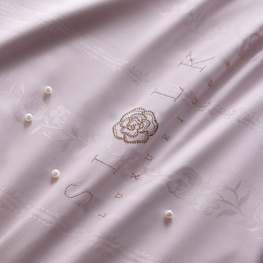 自然醒60支玫瑰情话奥地利天丝提花宽边夏被浪漫轻奢莱赛尔烫钻夏季可水洗薄被四件套TD 商品图6