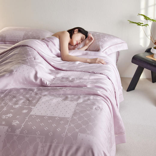 自然醒60支春涧奥地利天丝提花镂空夏被A类母婴大豆莱赛尔空调被四件套简约可机洗丝滑TD 商品图0