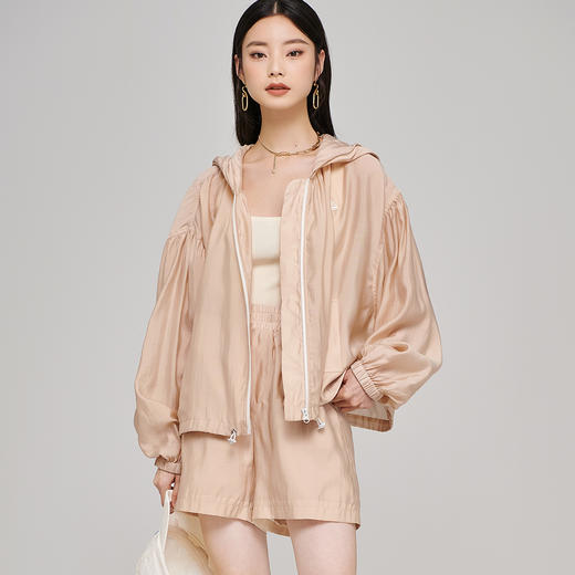 芳外【莱赛尔连帽防晒卫衣套装】春夏轻薄防晒空调休闲女式套装 商品图2