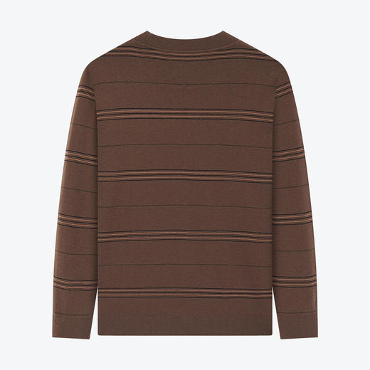 柒牌男士撞色条纹毛衣2024秋冬新款圆领提花含羊毛保暖打底针织衫	127Y70160 商品图1