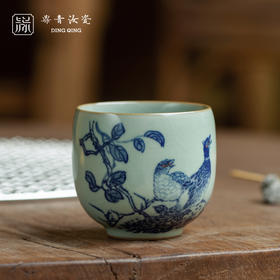 问鼎鼎青青花金钟杯（孔雀同巢）