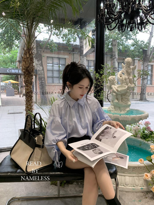 Read Nameless /韩国蓝色大袖子设计衬衫 商品图11