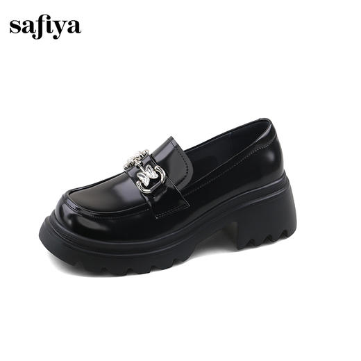 Safiya/索菲娅2024秋学院风蝴蝶钻扣百搭轻便增高JK乐福小皮鞋 SF43112069 商品图1