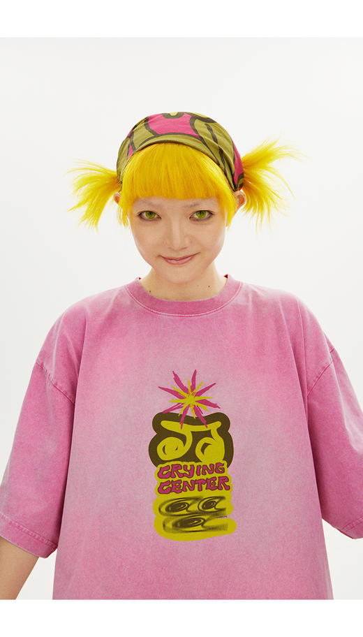 CryingCenter蛙爱哭粉色水洗呱呱大tee 哭喊中心 商品图2