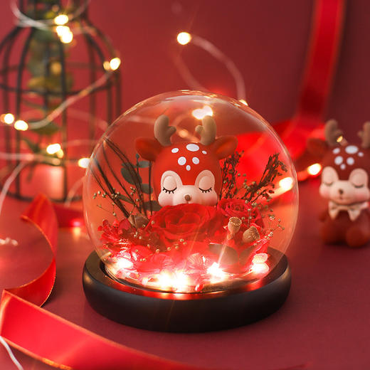 可爱小鹿玻璃罩永生花 商品图2